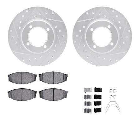 7312-76023, Rotors-Drilled, Slotted-SLV W/3000 Series Ceramic Brake Pads Incl. Hardware, Zinc Coat